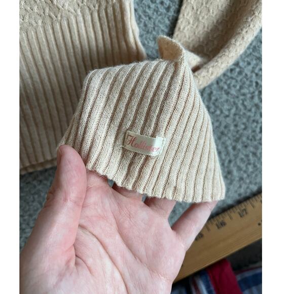 Hollister Sweater Large Crop Scoop Neck Pullover Pink Cream Y2K Coquette Ballet - Picture 7 of 16